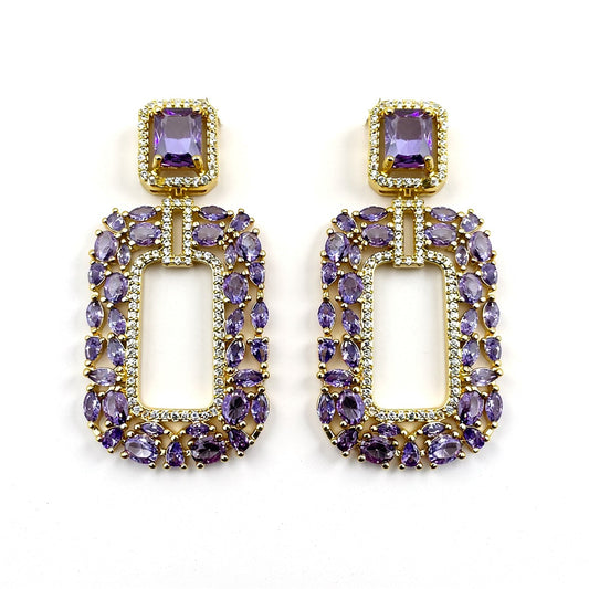 Palestro Milano Orecchini Lillac Base Gold Rettangoli Lillac