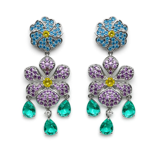 Palestro Milano Orecchini Lillac Fiorellini di pavè con goccioline