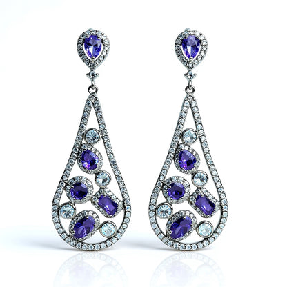 Palestro Milano Orecchini Lillac Gocce di Pavè e Pietre Preziose