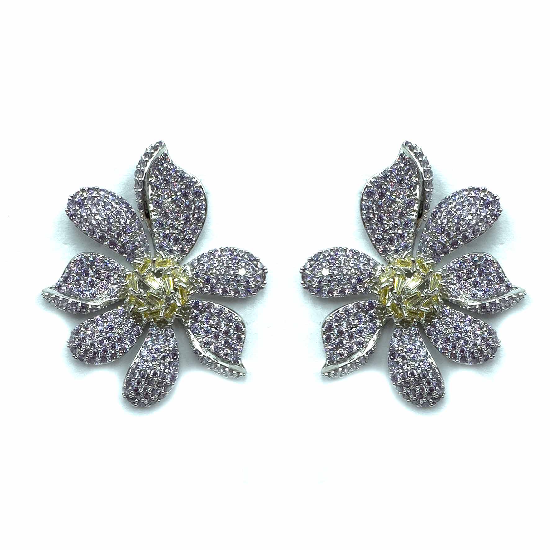 Palestro Milano Orecchini Lillac Margherite di cristalli&amp;zirconi