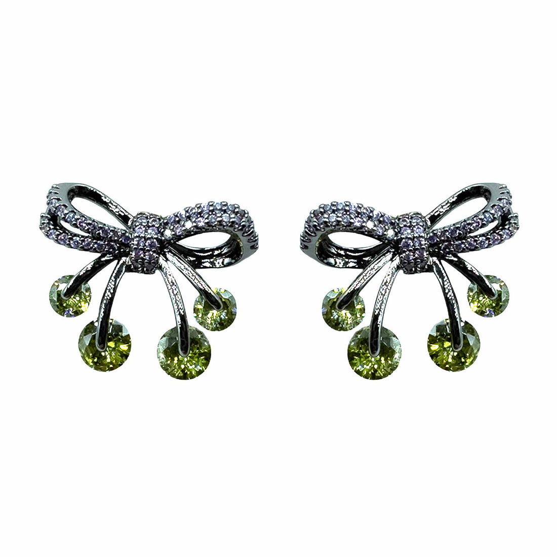 Palestro Milano Orecchini Lillac - Verde Oliva Fiocchetti di pavè con palline