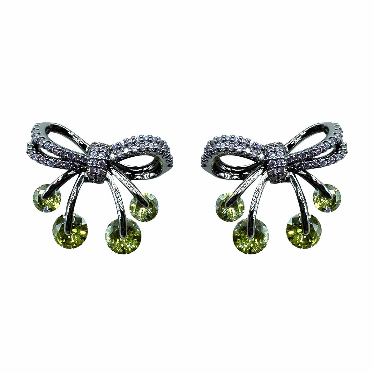 Palestro Milano Orecchini Lillac - Verde Oliva Fiocchetti di pavè con palline