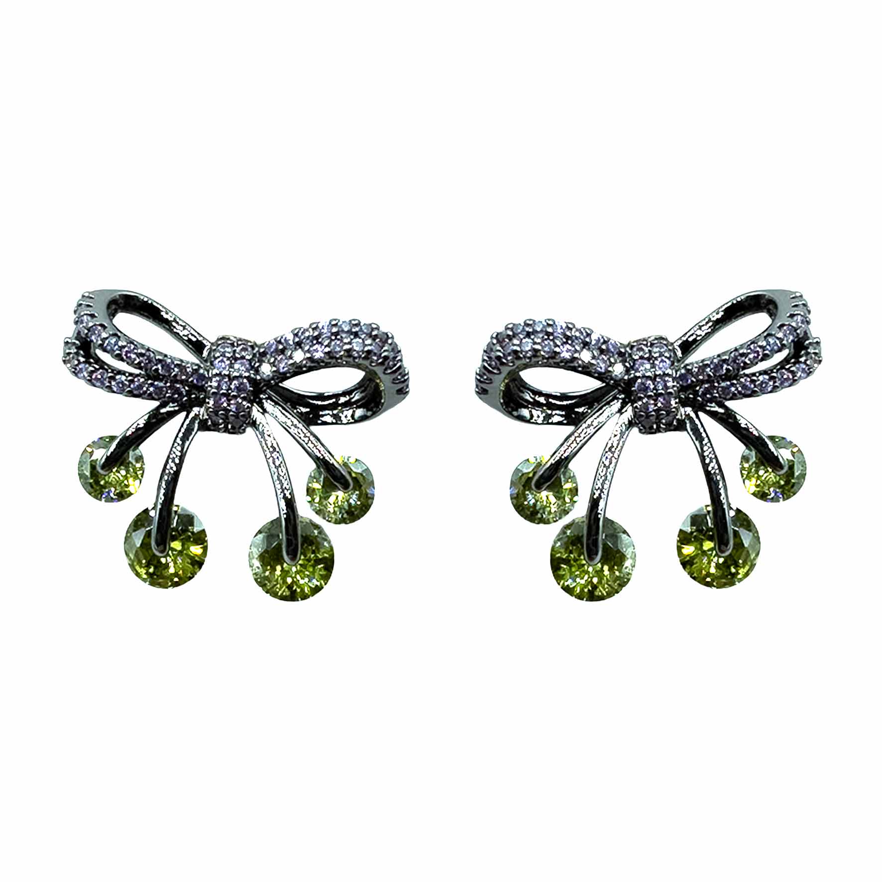 Palestro Milano Orecchini Lillac - Verde Oliva Fiocchetti di pavè con palline