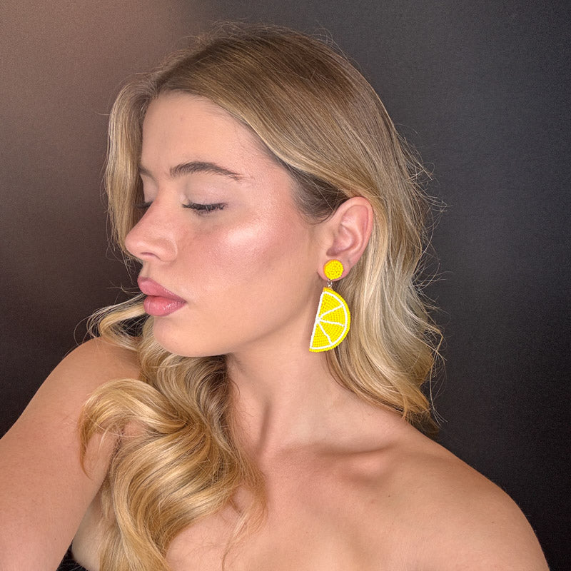 Palestro Milano Orecchini Limone a spicchio di perline