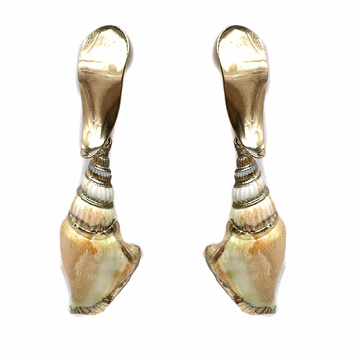 Palestro Milano Orecchini Lobo Rettangolare Conchiglie con bottone gold plated