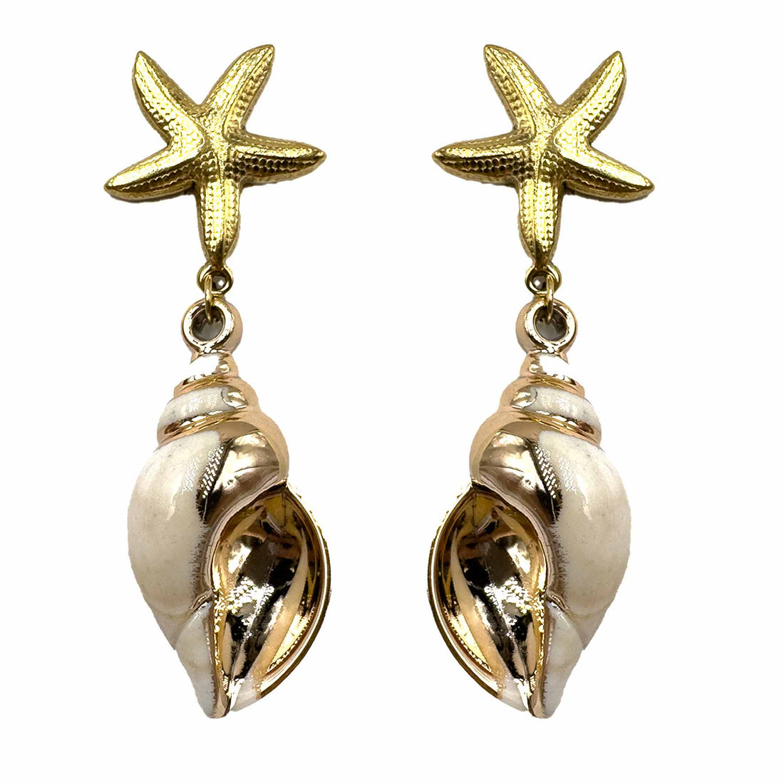 Palestro Milano Orecchini Lobo Stella Marina Conchiglie con bottone gold plated