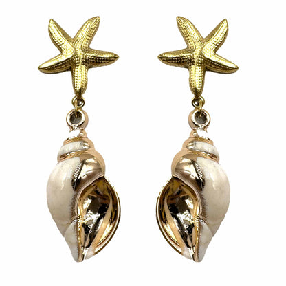 Palestro Milano Orecchini Lobo Stella Marina Conchiglie con bottone gold plated