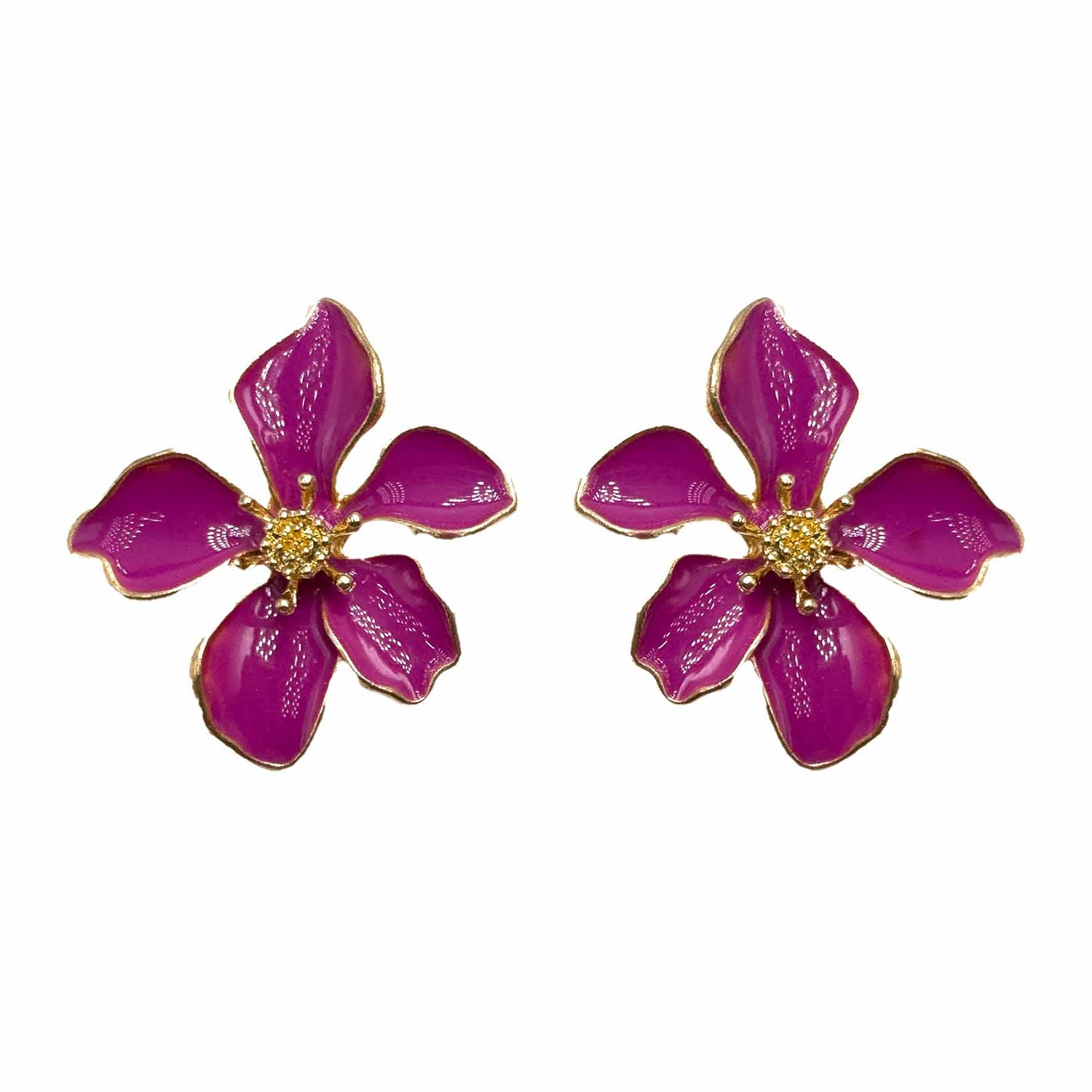 Palestro Milano Orecchini Magenta Fiori Tropicali