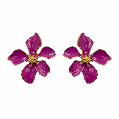 Palestro Milano Orecchini Magenta Fiori Tropicali