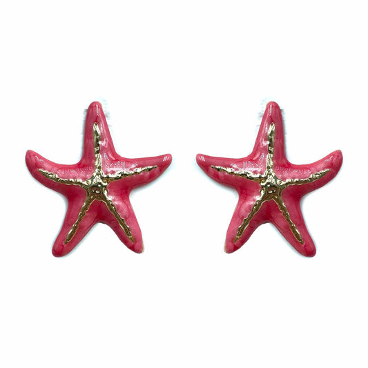 Palestro Milano Orecchini Magenta Stella marina con venatura dorata