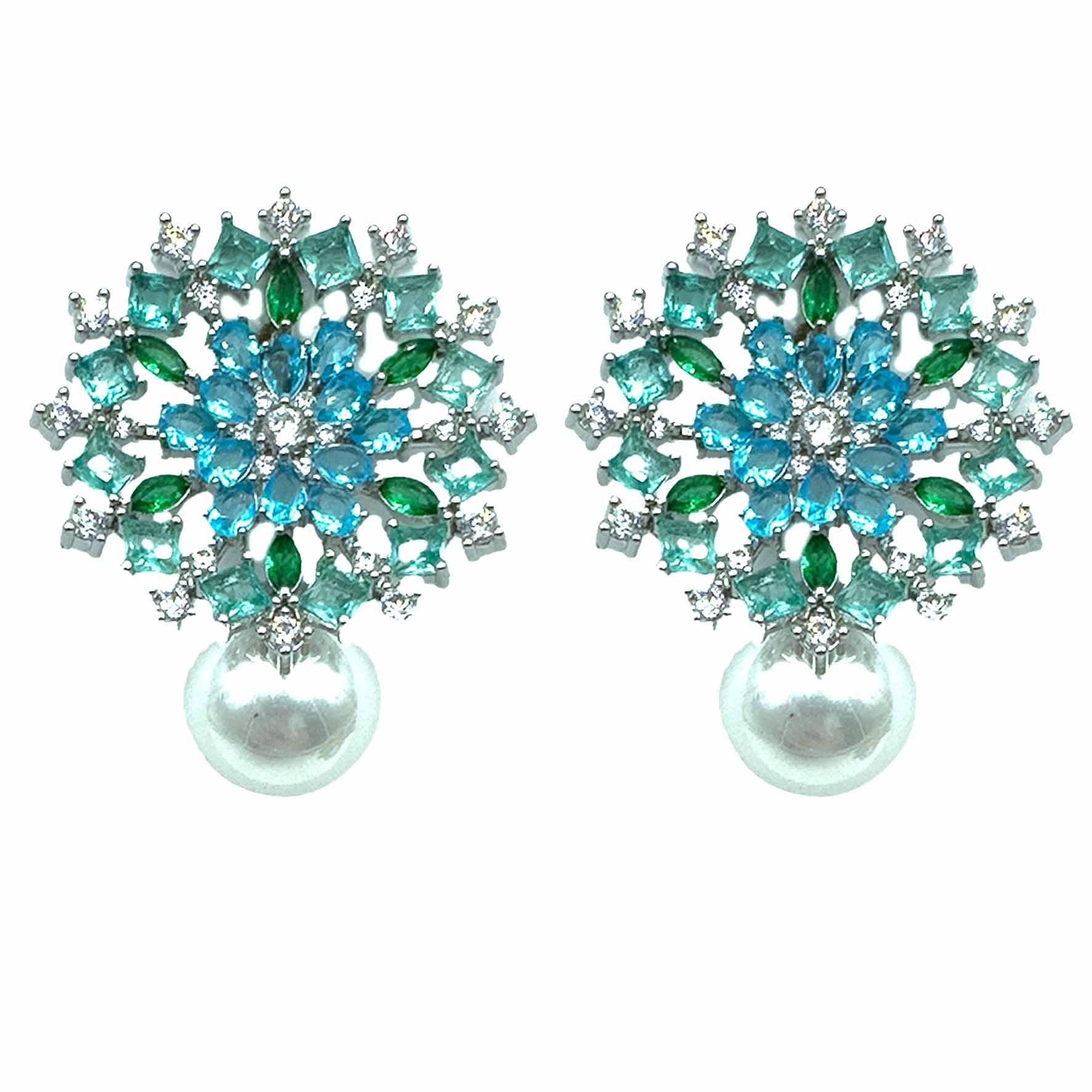 Palestro Milano Orecchini Mandala di cristalli con perla