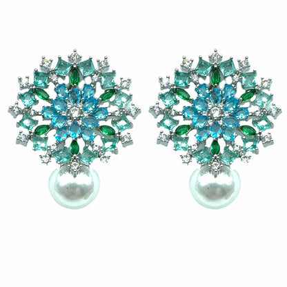 Palestro Milano Orecchini Mandala di cristalli con perla