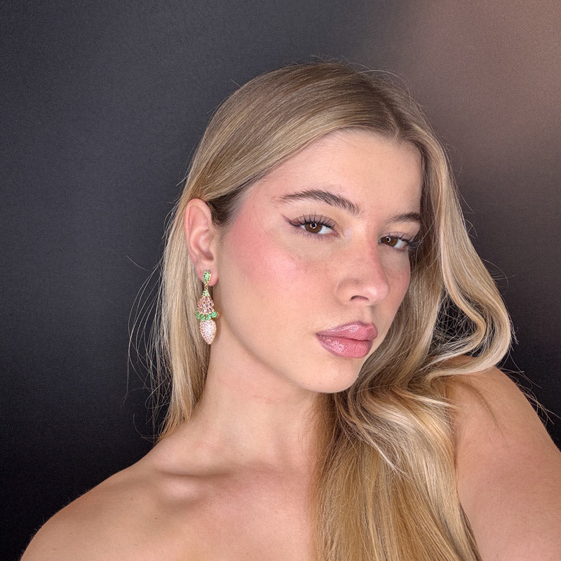 Palestro Milano Orecchini Mandorla con fiorellini di pavè e cristalli