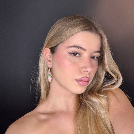 Palestro Milano Orecchini Mandorla con fiorellini di pavè e cristalli