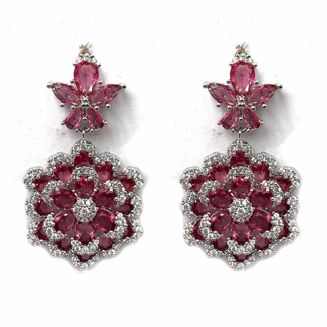 Palestro Milano Orecchini Margherite bordeaux pendenti di pavè