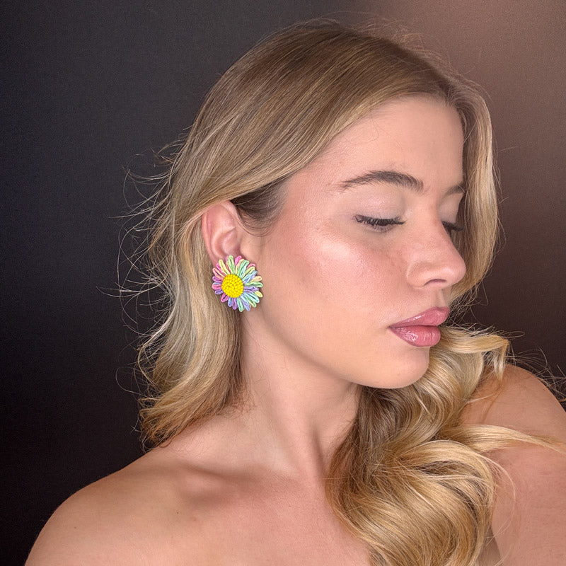Palestro Milano Orecchini Margherite colorate in rafia - classic edition