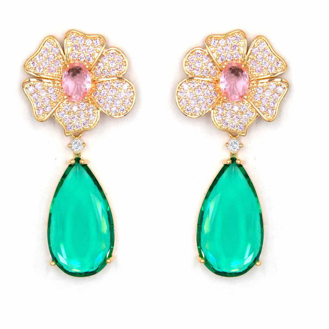 Palestro Milano Orecchini Margherite pink&amp;smeraldo