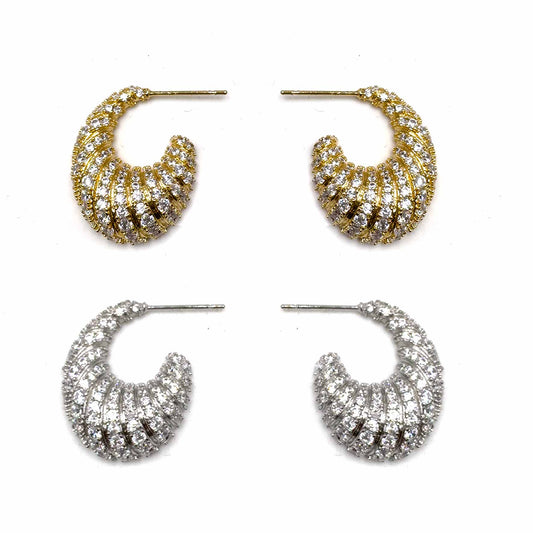 Palestro Milano Orecchini Mezzaluna di pavè