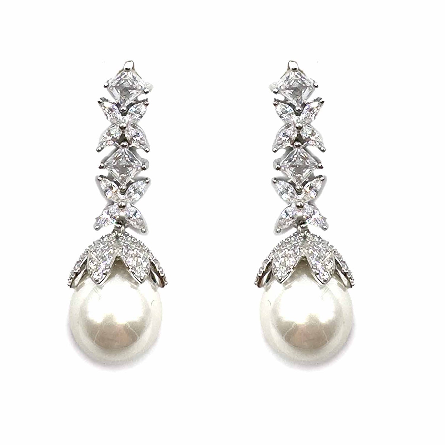 Palestro Milano Orecchini Mini cristalli pendenti con perla