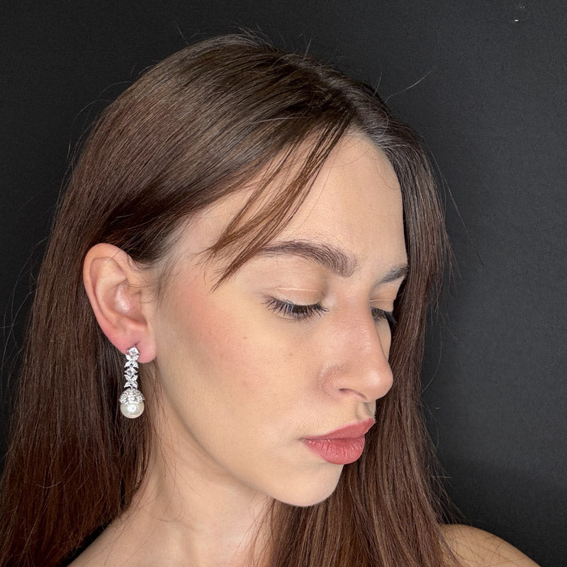 Palestro Milano Orecchini Mini cristalli pendenti con perla