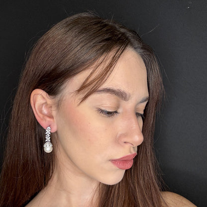 Palestro Milano Orecchini Mini cristalli pendenti con perla