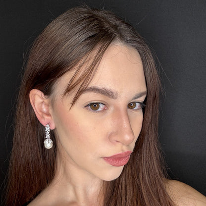 Palestro Milano Orecchini Mini cristalli pendenti con perla