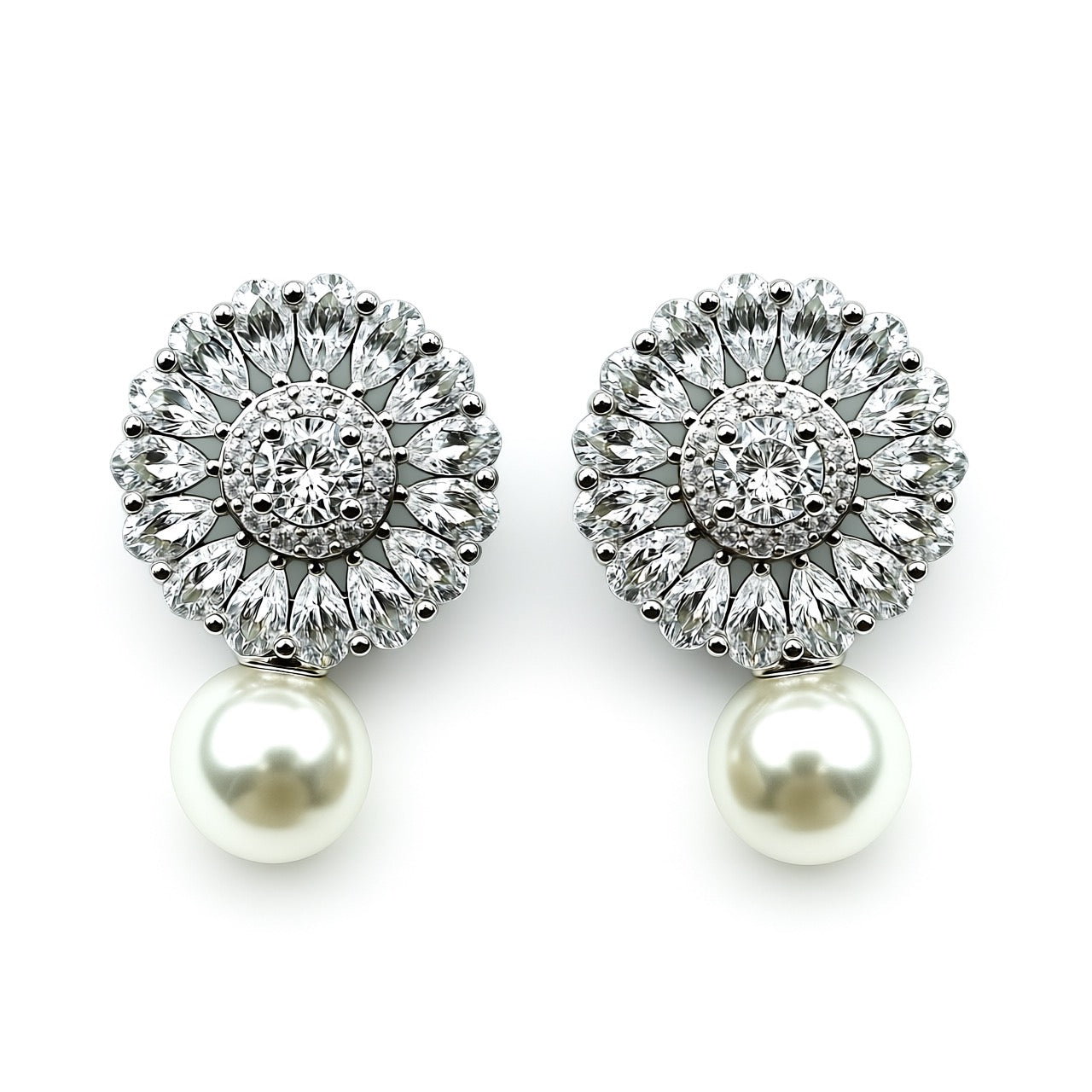 Palestro Milano Orecchini Mini Margherita Cristallo con Perlina