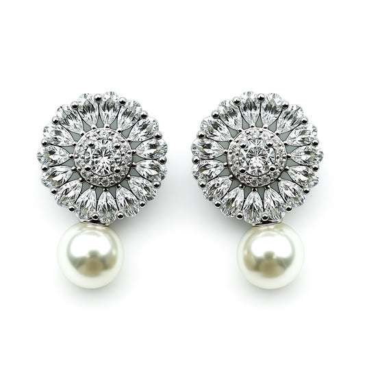 Palestro Milano Orecchini Mini Margherita Cristallo con Perlina