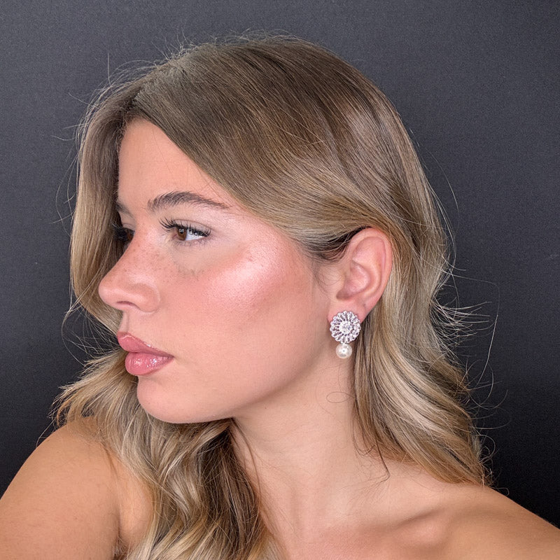 Palestro Milano Orecchini Mini Margherita Cristallo con Perlina