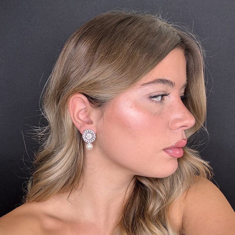 Palestro Milano Orecchini Mini Margherita Cristallo con Perlina