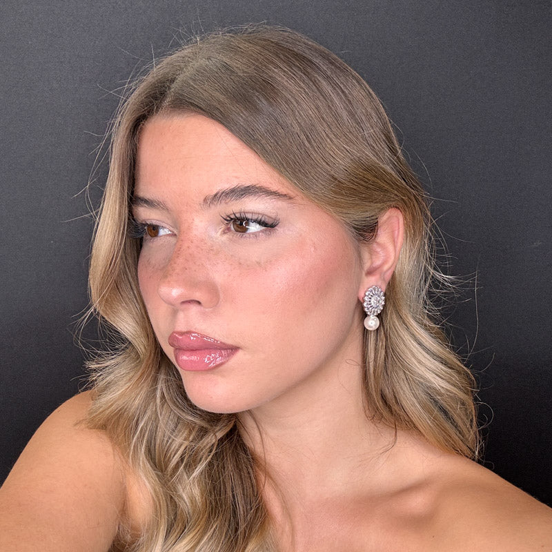 Palestro Milano Orecchini Mini Margherita Cristallo con Perlina