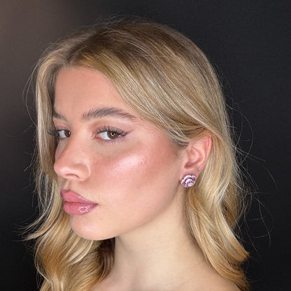 Palestro Milano Orecchini Mini roselline di pavè fucsia