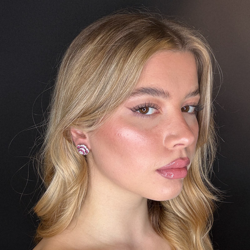 Palestro Milano Orecchini Mini roselline di pavè fucsia