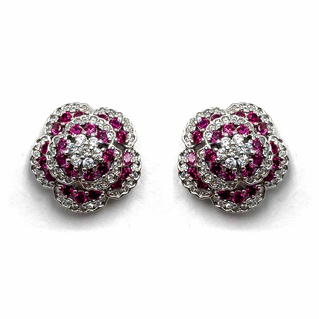 Palestro Milano Orecchini Mini roselline di pavè fucsia