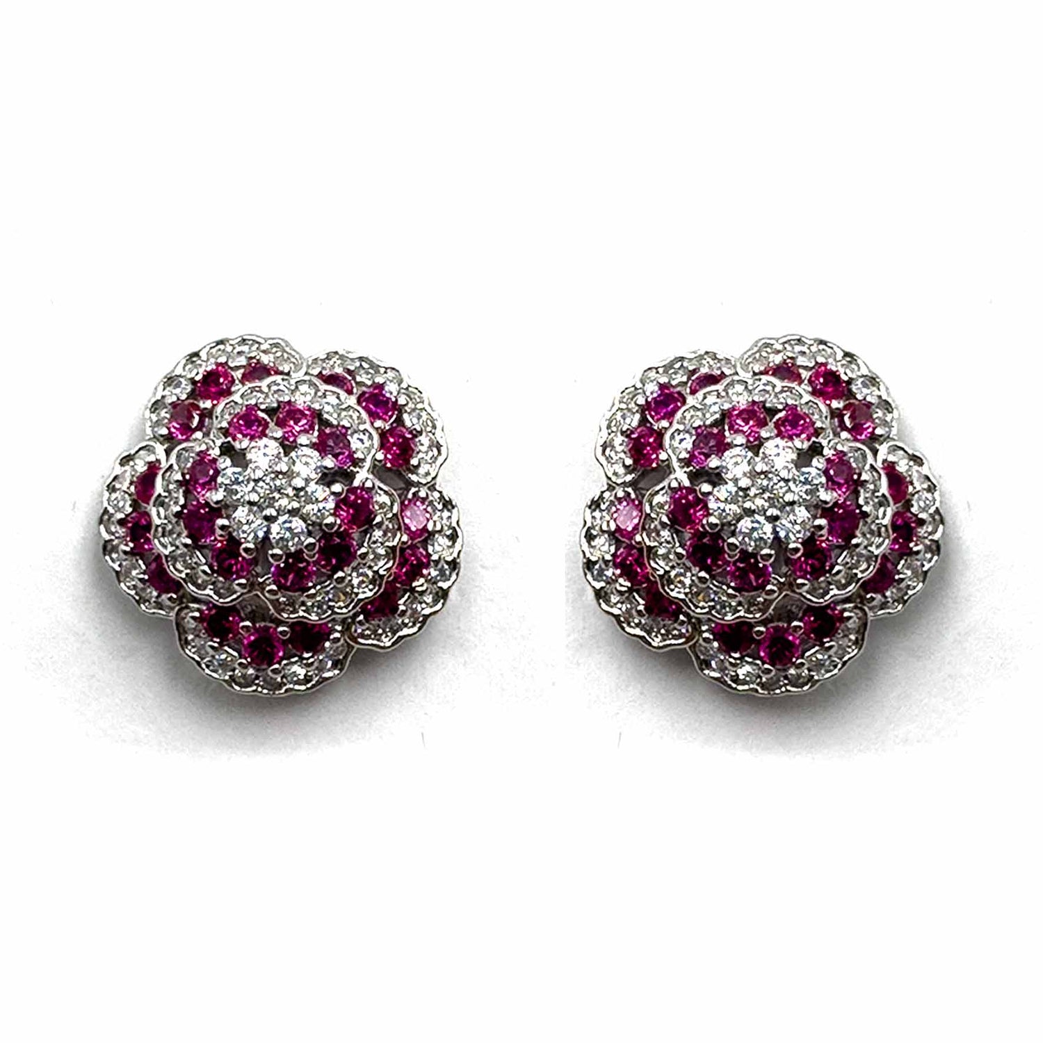 Palestro Milano Orecchini Mini roselline di pavè fucsia