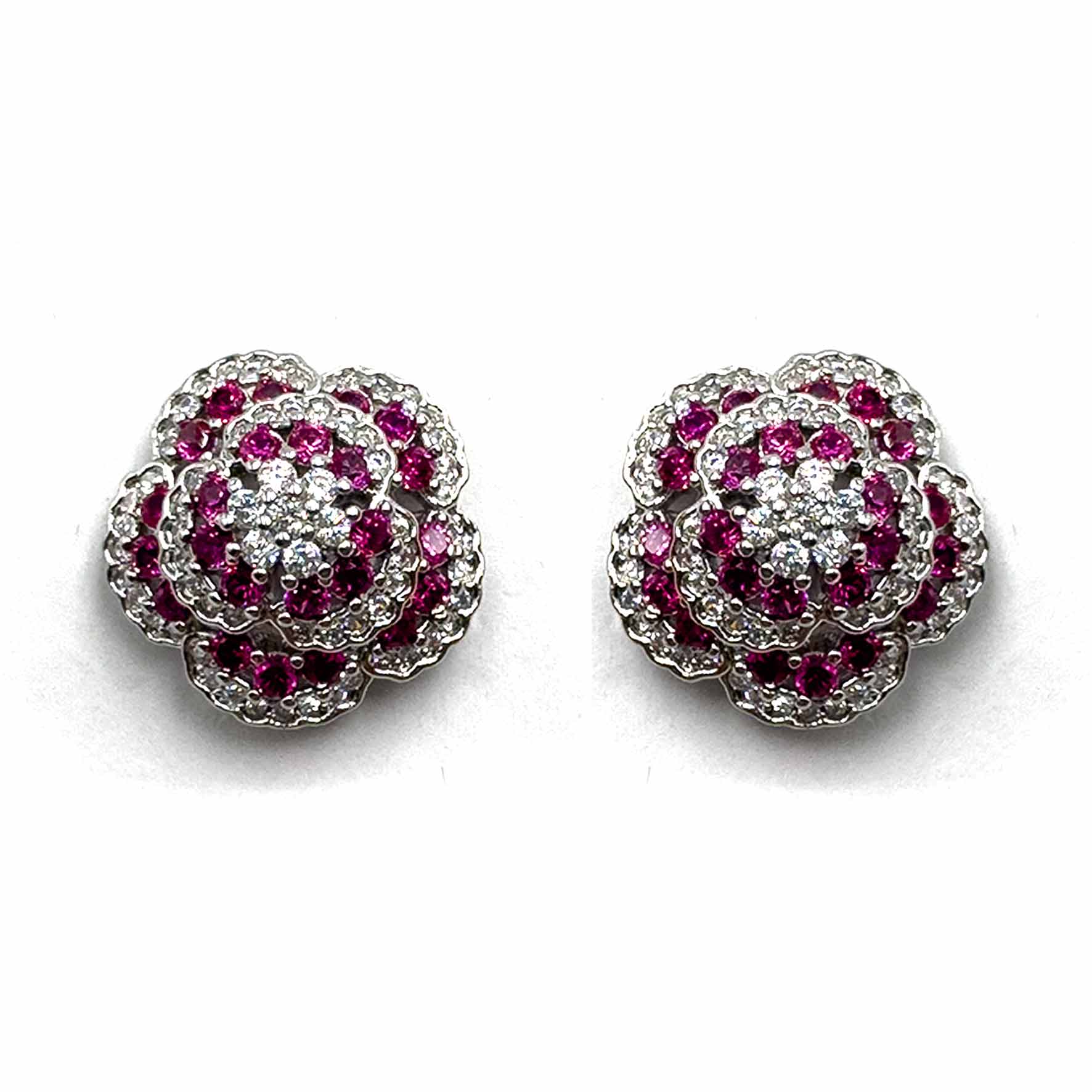Palestro Milano Orecchini Mini roselline di pavè fucsia