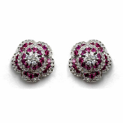 Palestro Milano Orecchini Mini roselline di pavè fucsia
