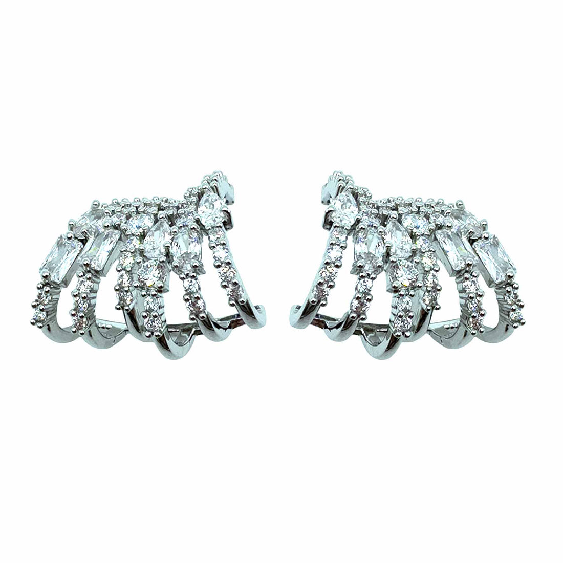 Palestro Milano Orecchini Multi Anelli di Cristalli Silver