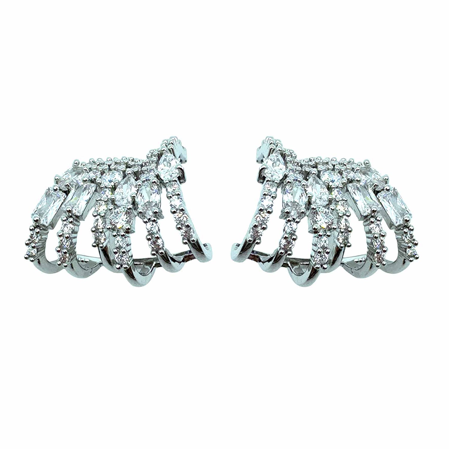 Palestro Milano Orecchini Multi Anelli di Cristalli Silver