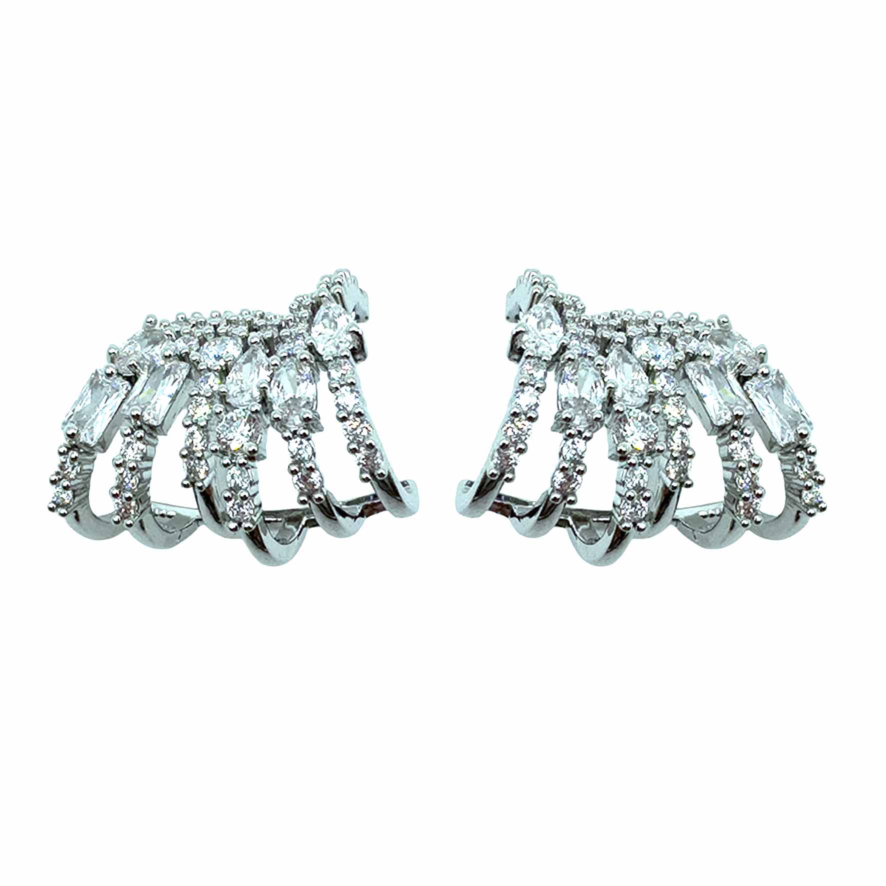 Palestro Milano Orecchini Multi Anelli di Cristalli Silver