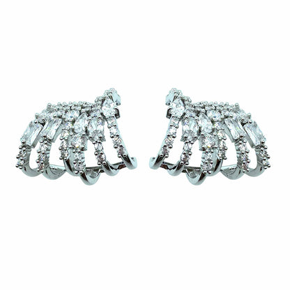 Palestro Milano Orecchini Multi Anelli di Cristalli Silver