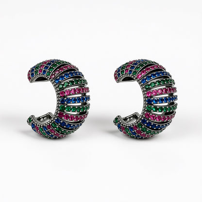 Palestro Milano Orecchini Multi Cerchi preziosi bombati