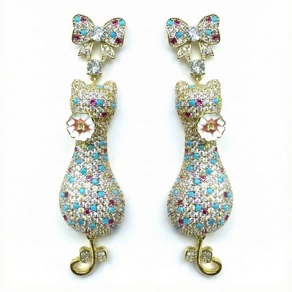 Palestro Milano Orecchini Multi Gattino con Camelia nera