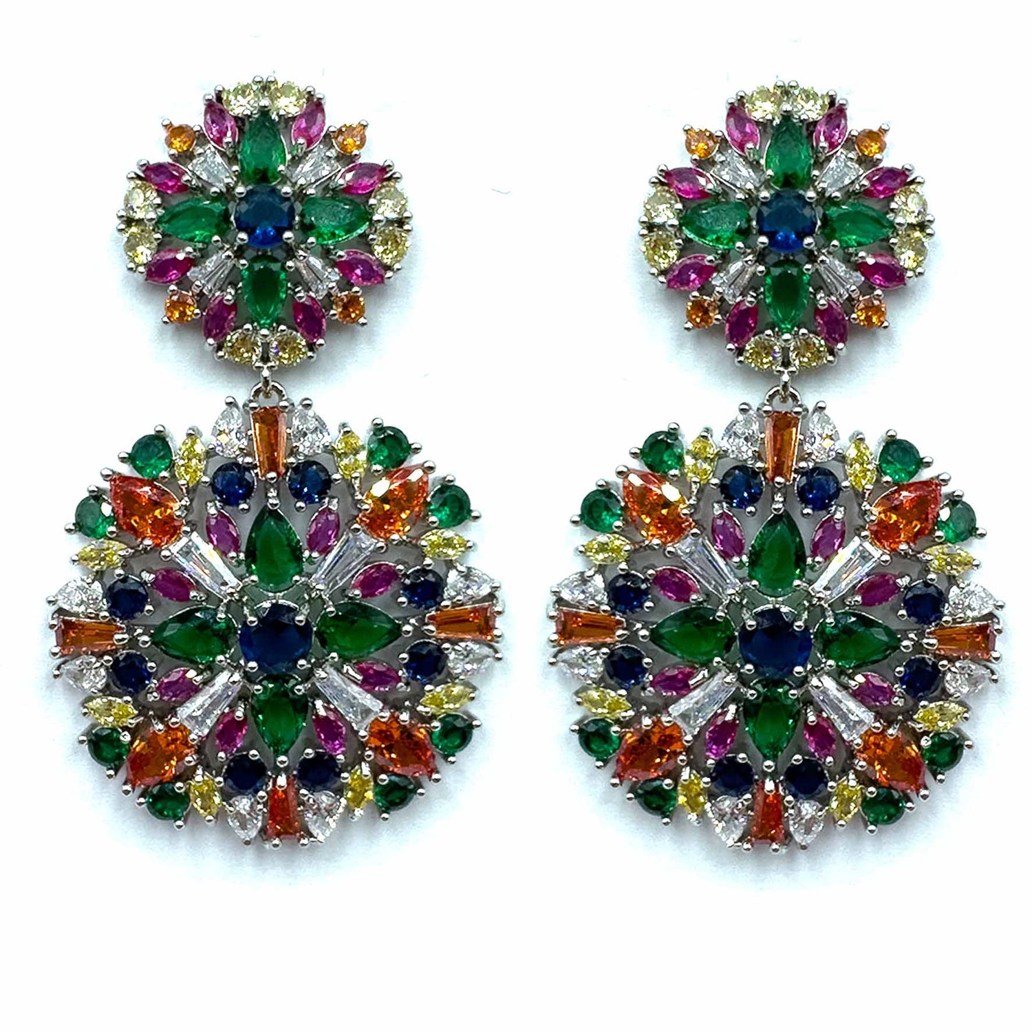 Palestro Milano Orecchini Multicolor Doppio tondo di cristalli