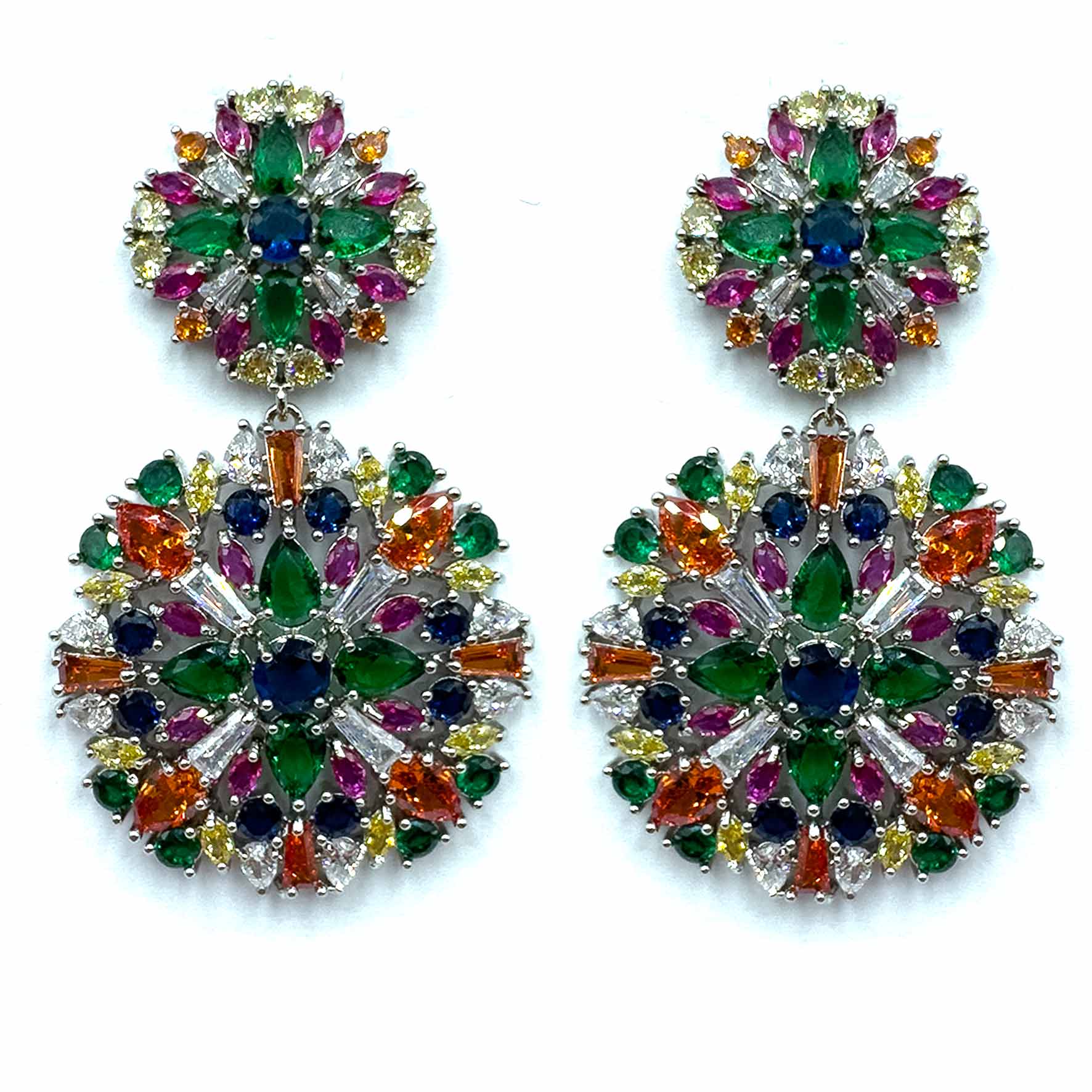 Palestro Milano Orecchini Multicolor Doppio tondo di cristalli