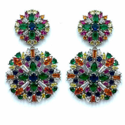 Palestro Milano Orecchini Multicolor Doppio tondo di cristalli
