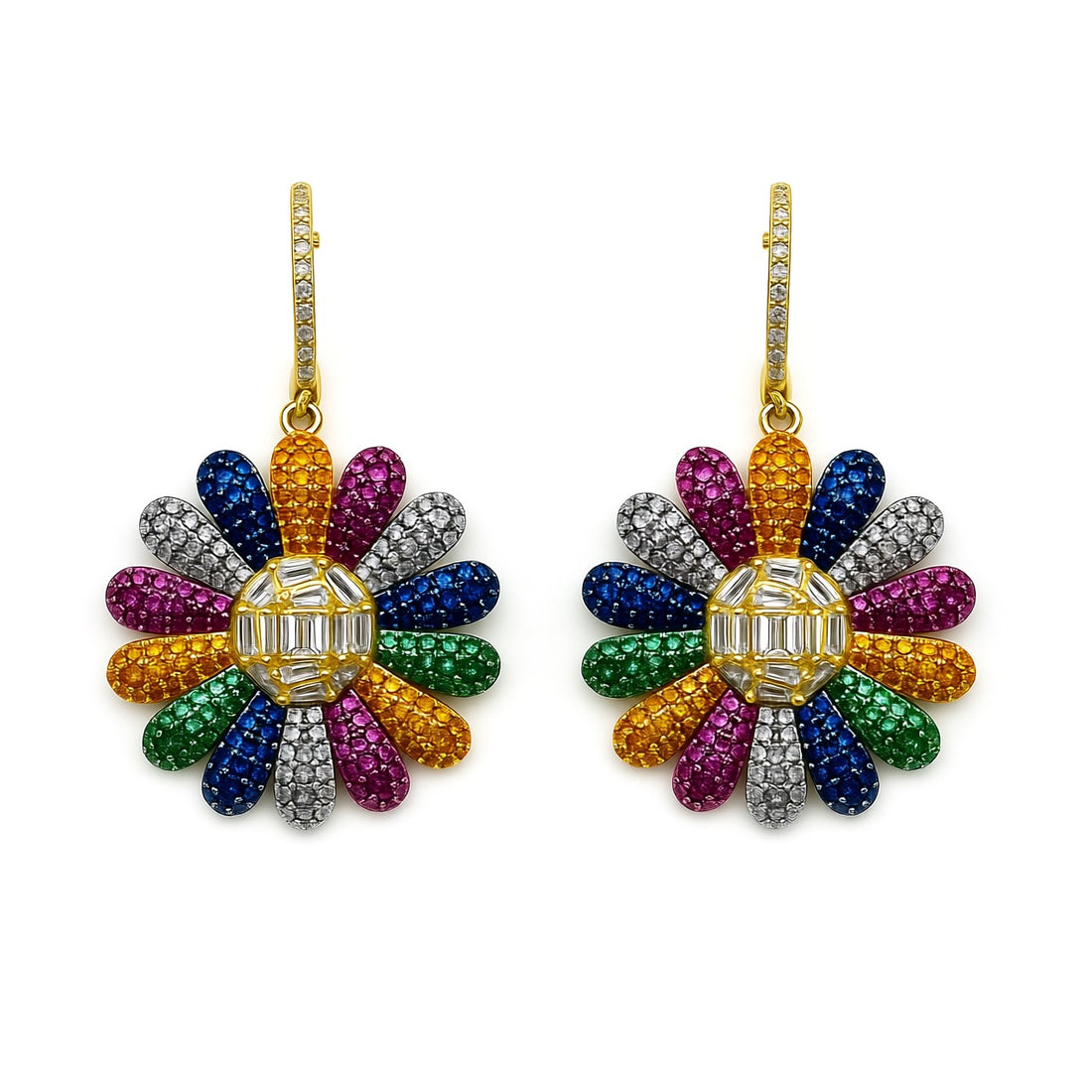 Palestro Milano Orecchini Multicolor Margherita di pavè con cerchietto