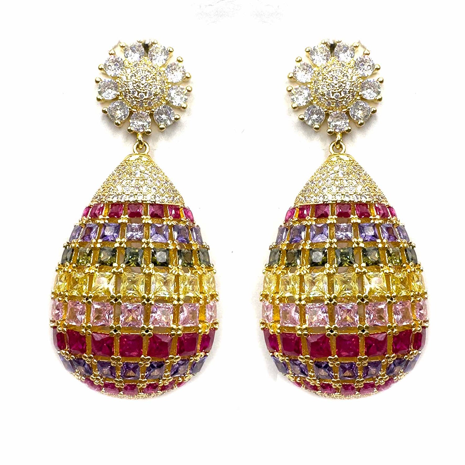 Palestro Milano Orecchini Multicolor Margherite con goccia di pavè