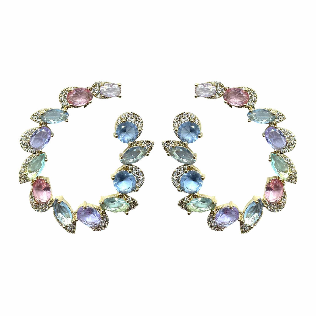 Palestro Milano Orecchini Multicolor pastello Semicerchi di pietre irregolari