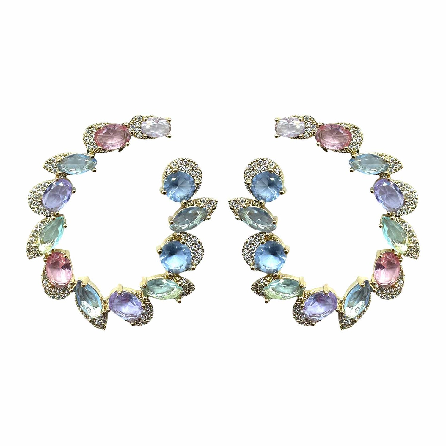 Palestro Milano Orecchini Multicolor pastello Semicerchi di pietre irregolari